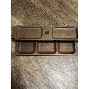 VTG Wood Desk Valet, Organizer with Brass Details. 12”x6”